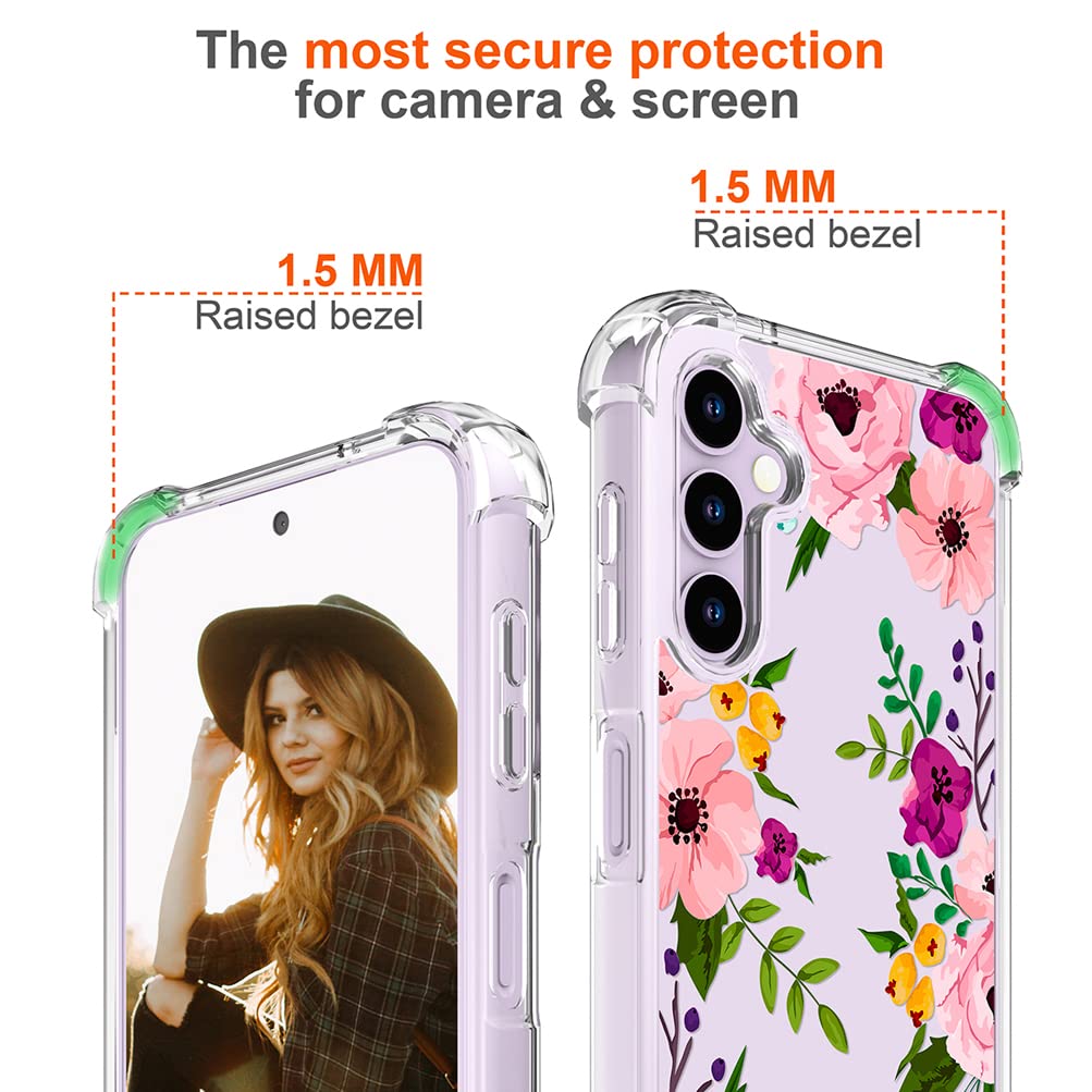 Hungo Samsung Galaxy S23 Phone Case Floral Flower Clear Design TPU Purple Peony