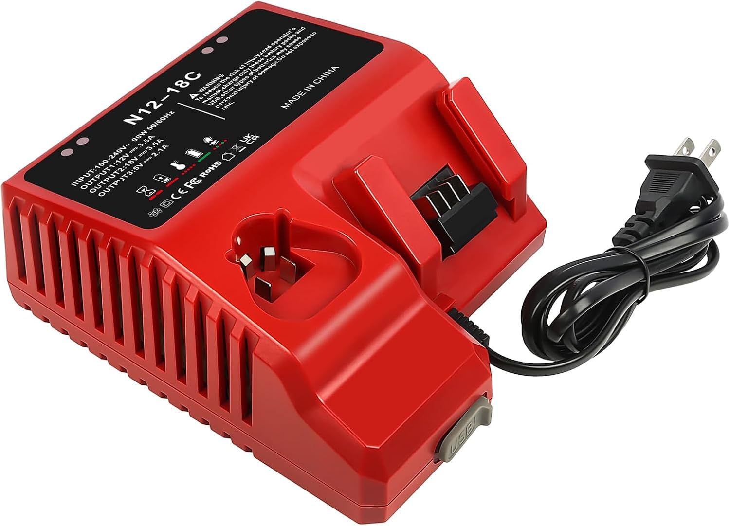 M18 & M12 Battery Charger Replacement for Milwaukee 12V-18V Battery 48-11-2420 48-11-2440 48-11-1815 48-11-1820 48-11-1840 48-11