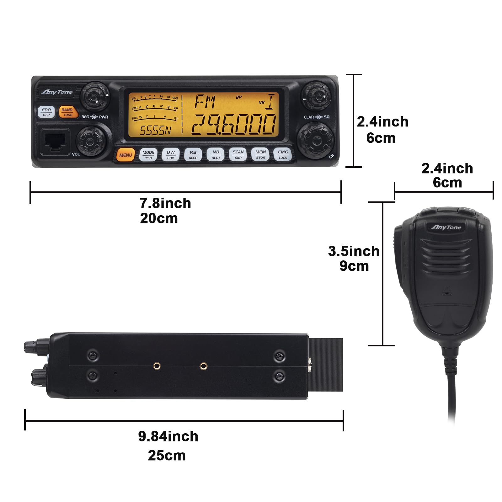 Anytone At 5555N Ii 10 Meter Radio For Truck, With Ctcss/Dcs Function, High Power Output 60W Am Pep,50W Fm,Ssb 60W (At 5555N Ii With Ctcss/Dcs)