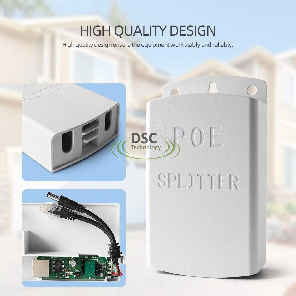 Active 48V To 12V Waterproof Poe Splitter Box, Ieee 802.3Af Compliant 10/100Mbps For Ip Camera Ap Voip Phone And More