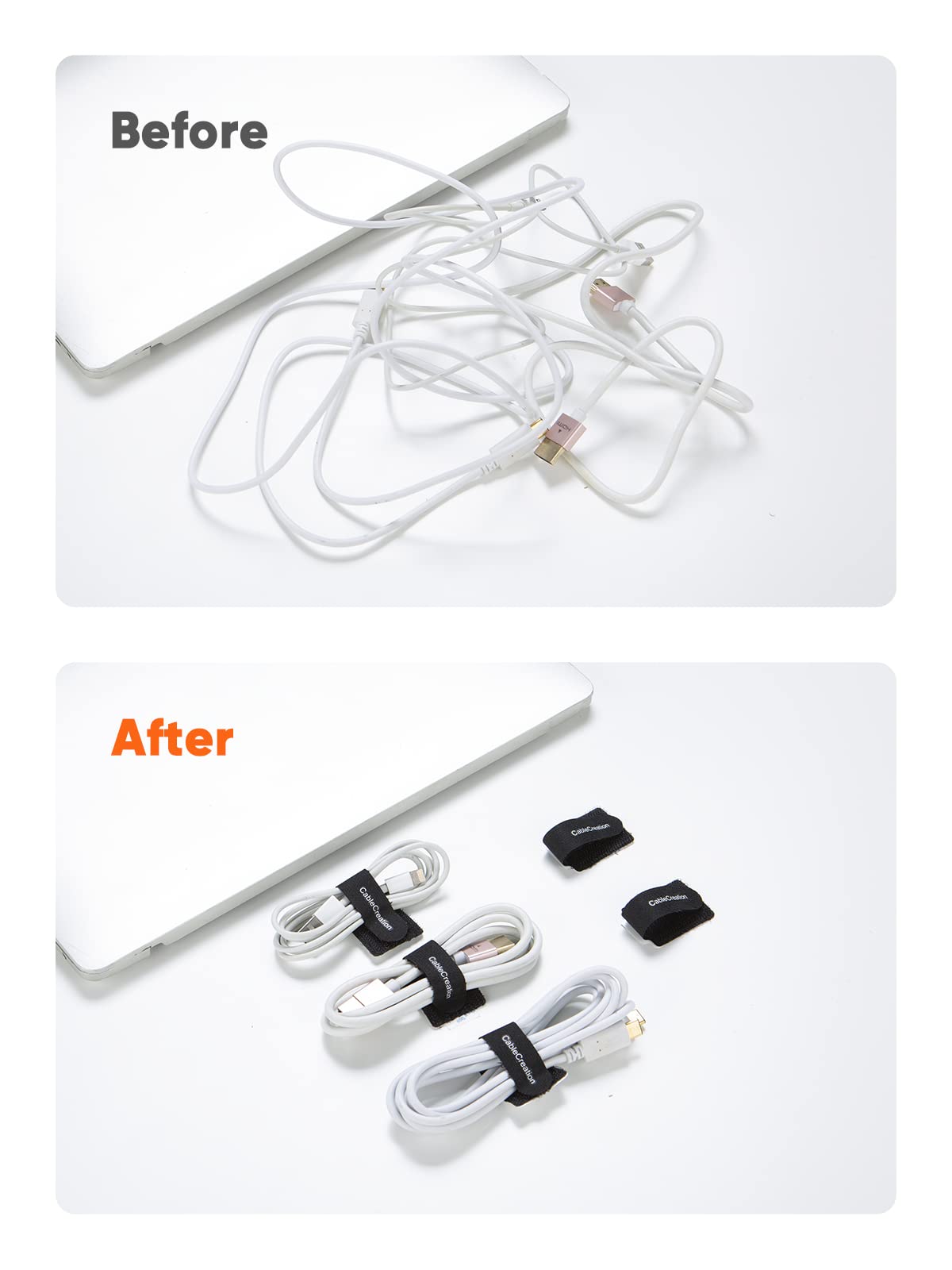 Cablecreation Cable Ties, Strong Back Glue Self Adhesive Cable Straps, Cable Management Straps Hook Loop Cord Organizer Wire Tie