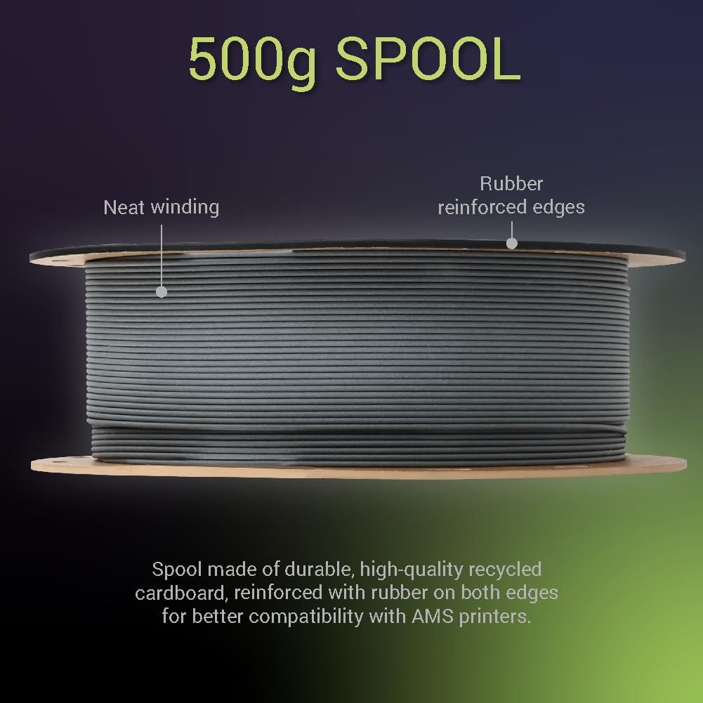 Polymaker Fiberon Pa6 Gf Glass Fiber Nylon 3D Printer Filament 1.75Mm Grey 500G, Enhanced Hard Edge Cardboard Spool, Fiberon Pa6