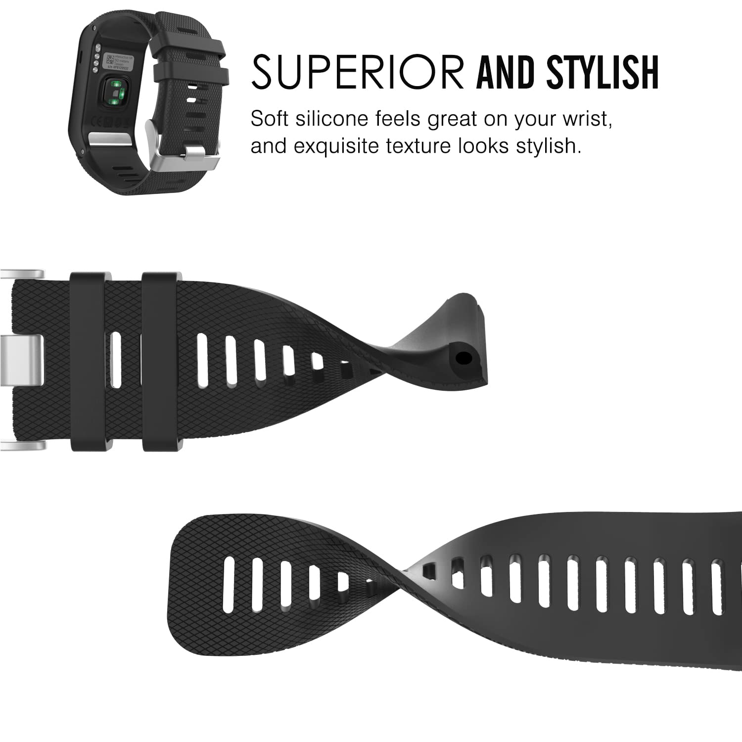 Moko Watch Band Compatible With Garmin Vivoactive Hr, Soft Silicone Replacement Watch Band Only For Garmin Vivoactive Hr Sports