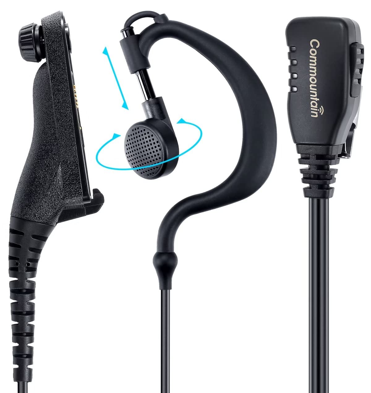 Commountain Apx 6000 Xpr 7550E Earpiece With Mic Compatible For Motorola Radios Apx 8000 (7000 4000) Xpr 7350E (7580E 7380E 7550 7350) Apx6000 Apx7000 Apx8000 Xpr7550 Xpr7550E, Earhook Headset