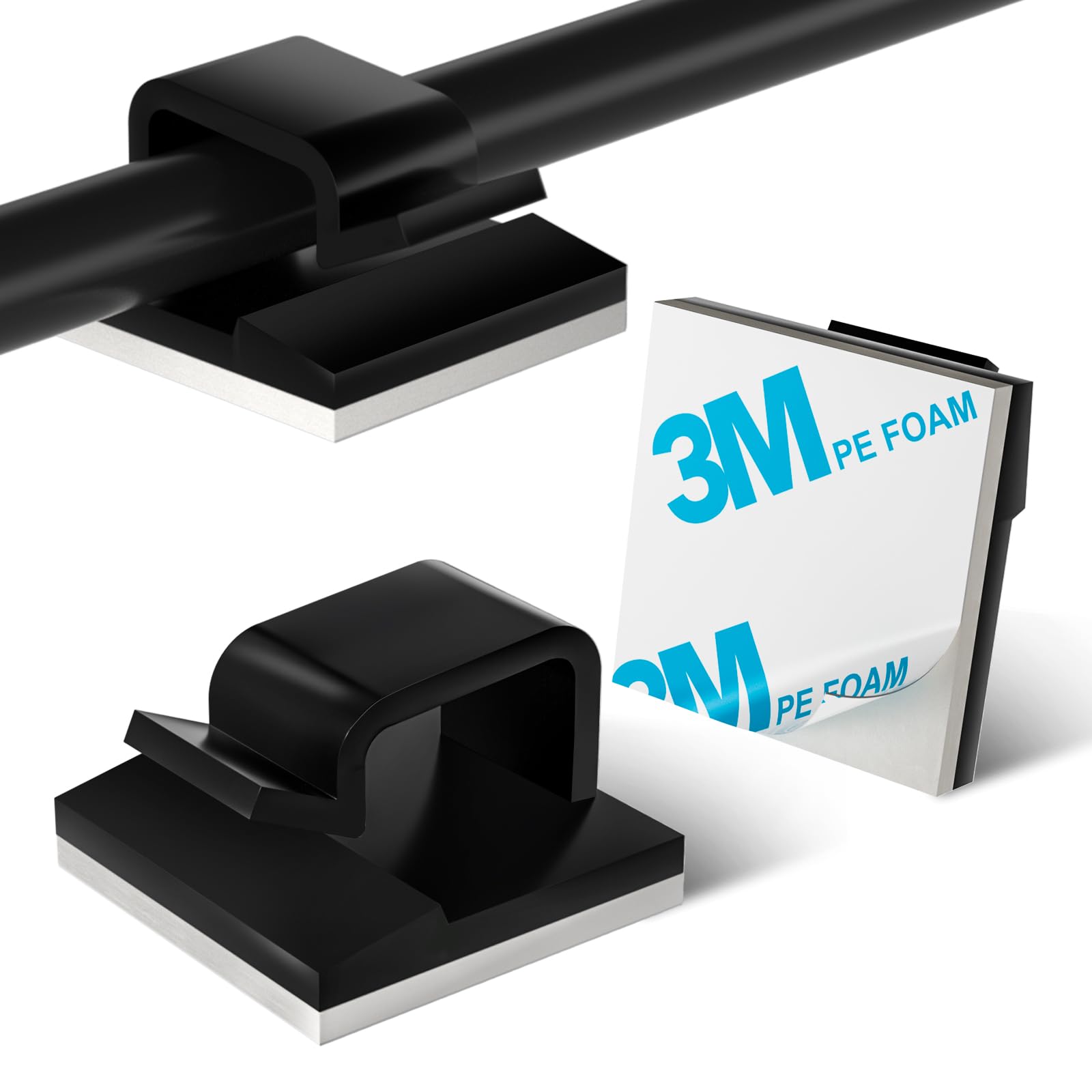 Kgrote 100Pcs Cable Clips, Adhesive Wire Clips Strong Cord Clips Wire Holders, Cable Management Clips For Desk, Wall, Car, Tv, E