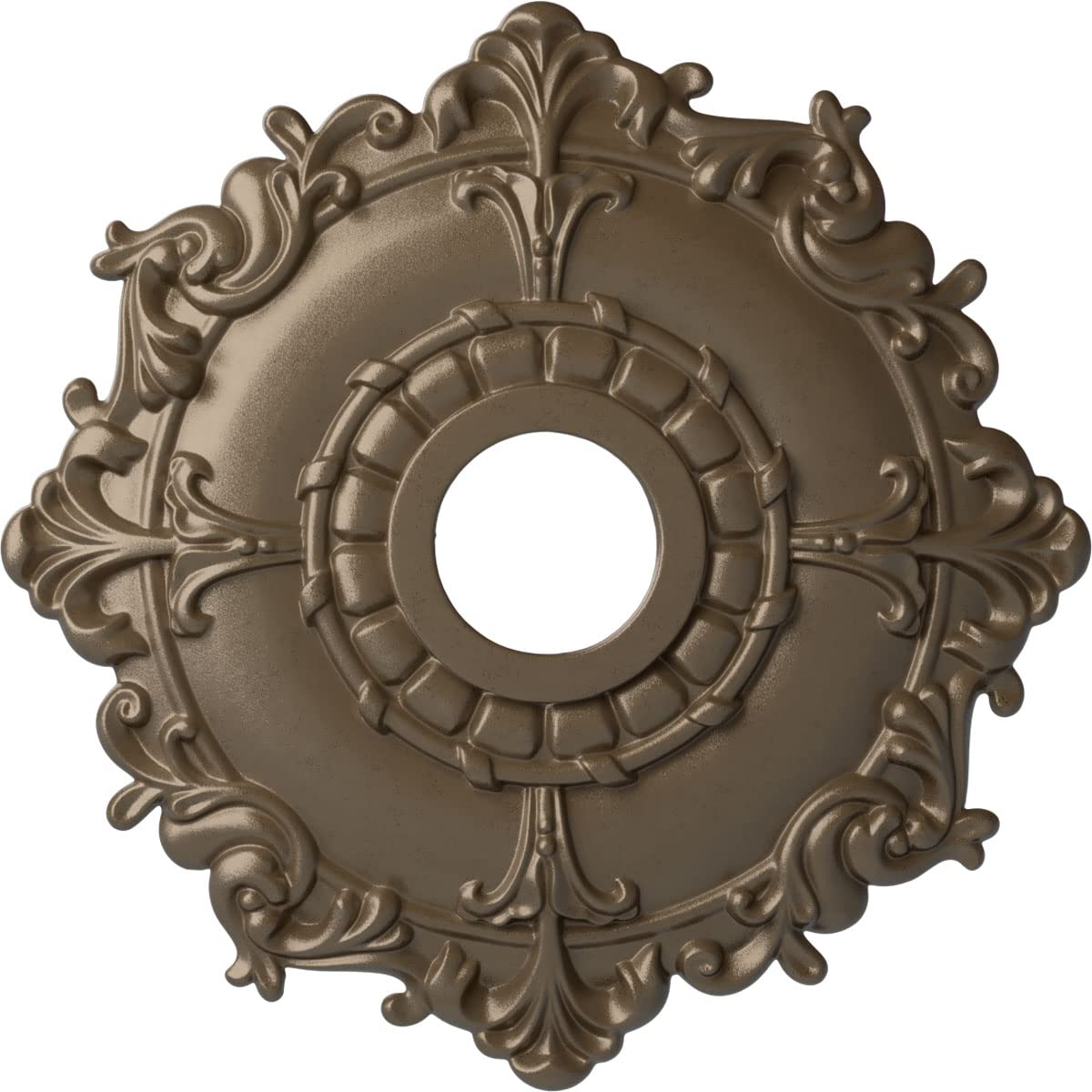 Ekena Millwork Cm18Rlwss Riley Ceiling Medallion, 18''Od X 3 1/2''Id X 1 1/2''P, Warm Silver