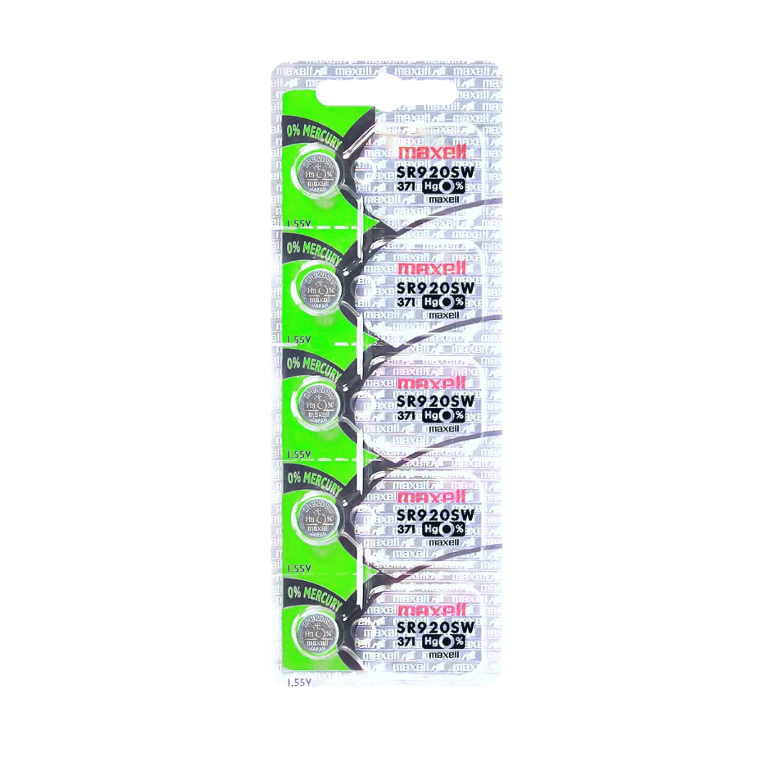 Maxell Sr920Sw 371 Silver Oxide Cell Pack Of 5 Made In Japan