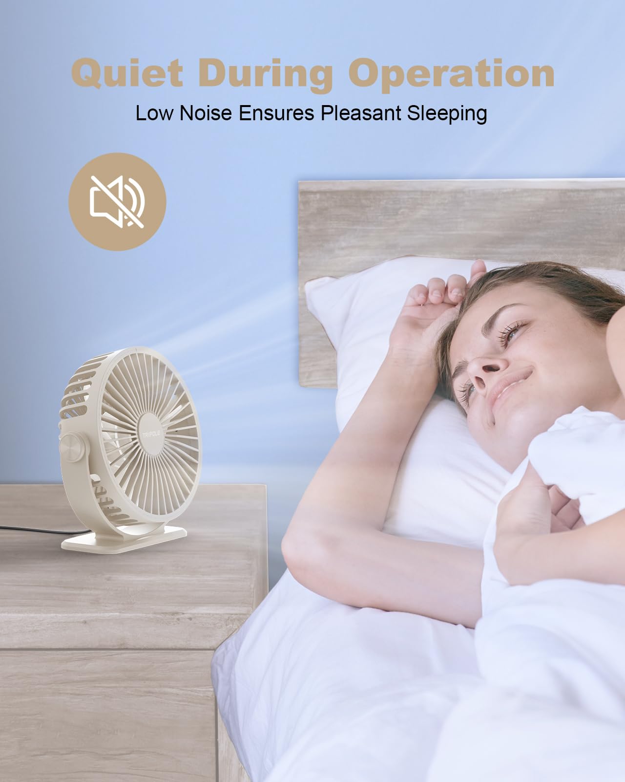 Tripole Usb Desk Fan Small Portable Personal Fan, 3 Speeds Adjustable Strong Breeze Mini Electric Fan, 360 Rotation Quiet Plug I