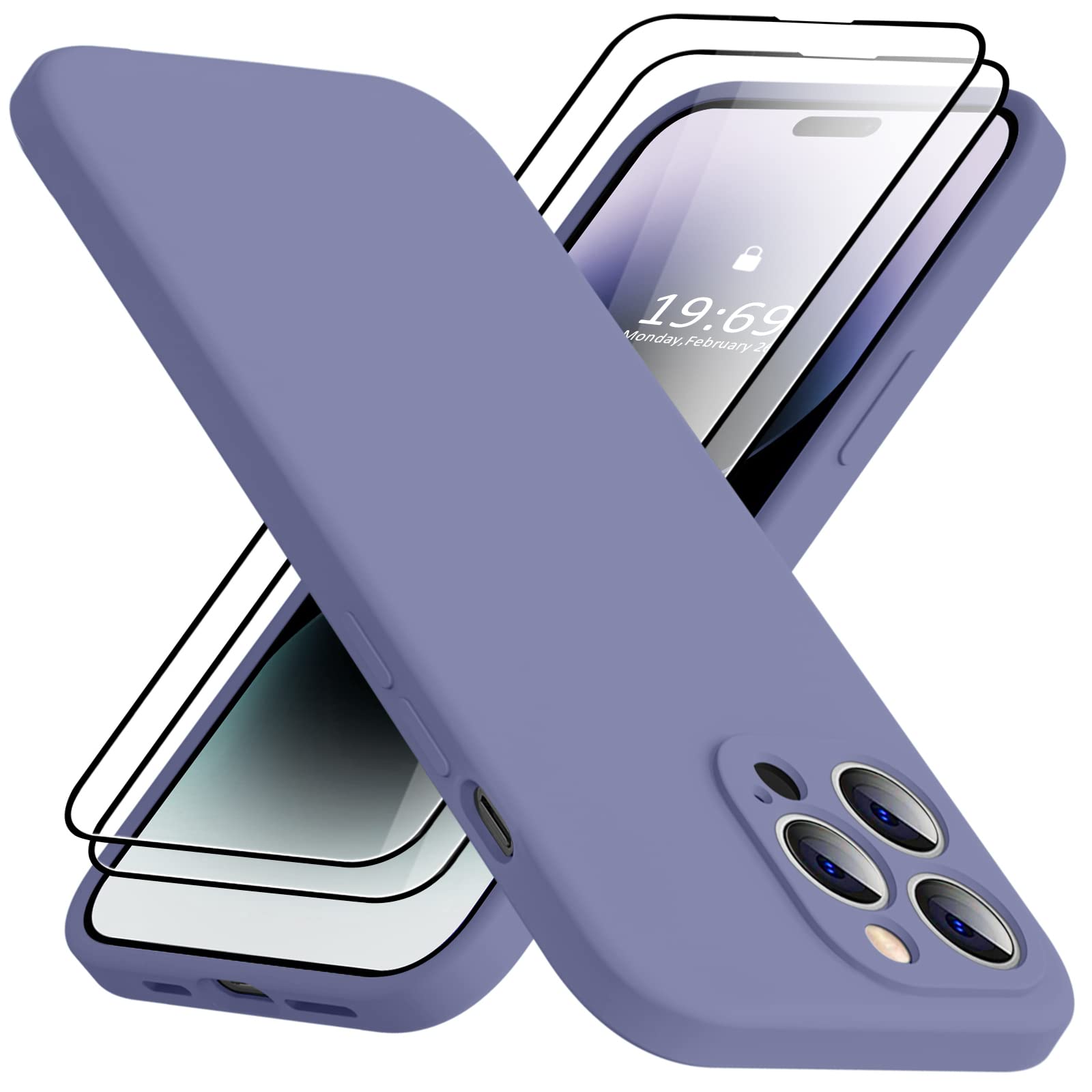 Tisoog Compatible With Iphone 14 Pro Case For Women,With 2 Pcs 9H Tempered Glass Screen Protector,[Camera Protection][Microfiber