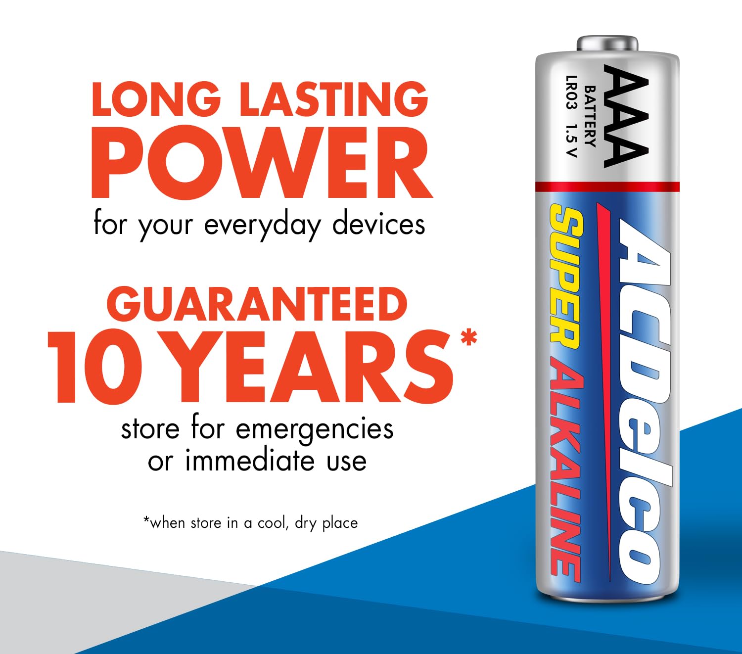 Acdelco 48 Count Aaa Batteries, Maximum Power Super Alkaline Battery, 10 Year Shelf Life, Reclosable Packaging