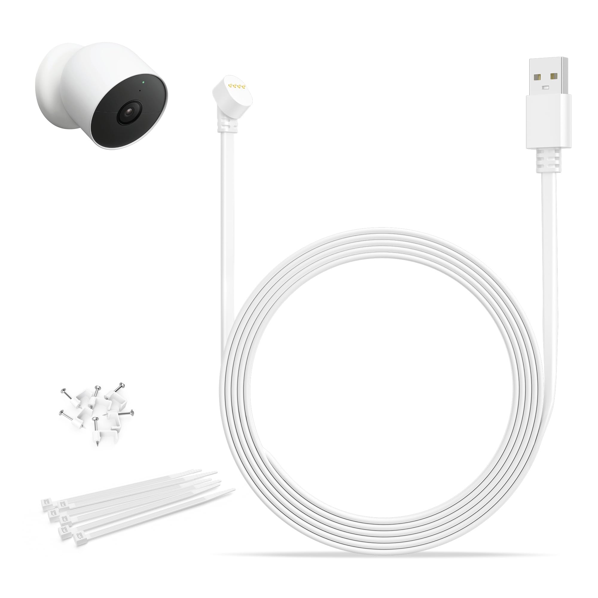 Itramax Flat Power Cable for Google Nest Cam Battery 2nd Gen 2Pack 20FT/6M