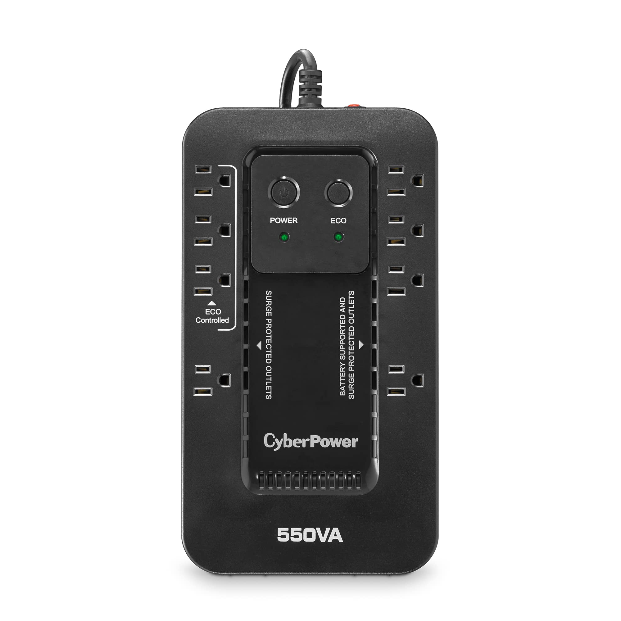 Cyberpower Ec550G Ecologic Battery Backup & Surge Protector Ups System, 550Va/330W, 8 Outlets, Eco Mode, Compact Uninterruptible