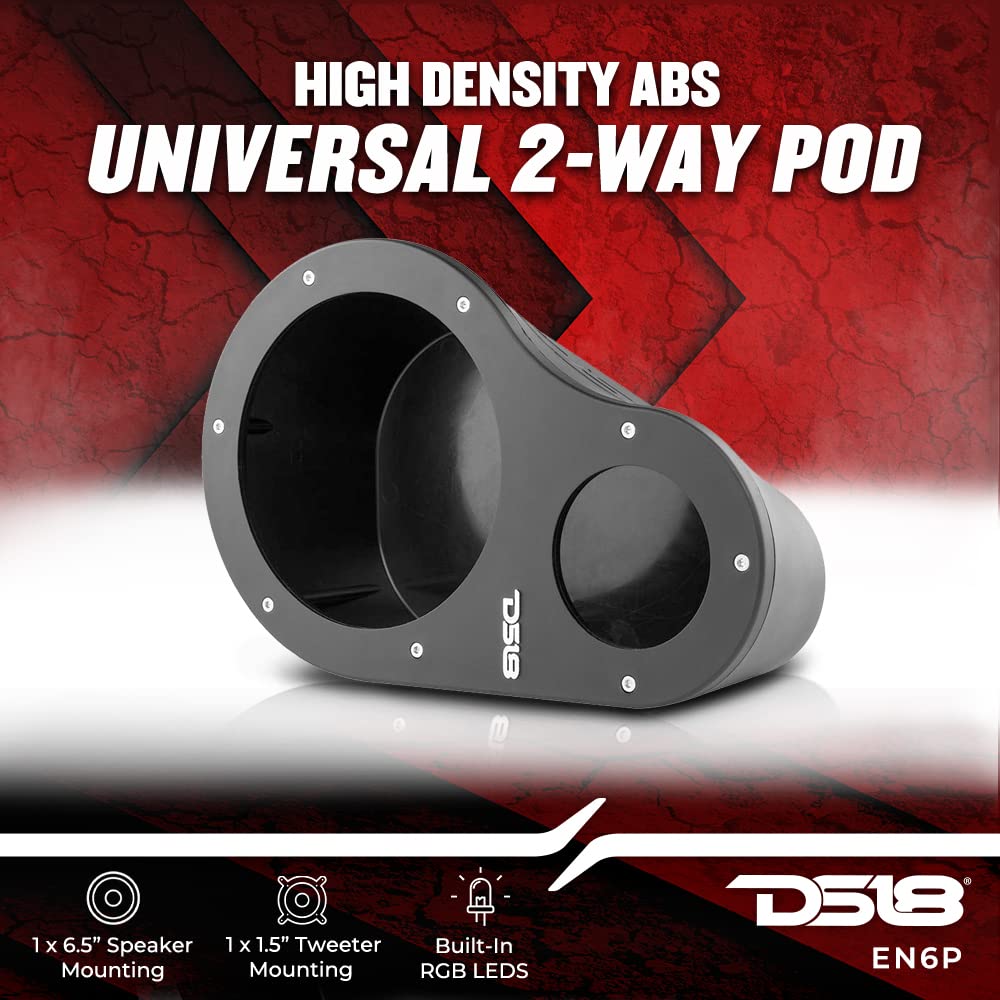 Ds18 Hydro En6P High Density Abs Universal Speaker Pods, 2 Way Pod 1 X 6.5 And 1 X 1.5 Tweeters   For All Elements Cars, Trucks,