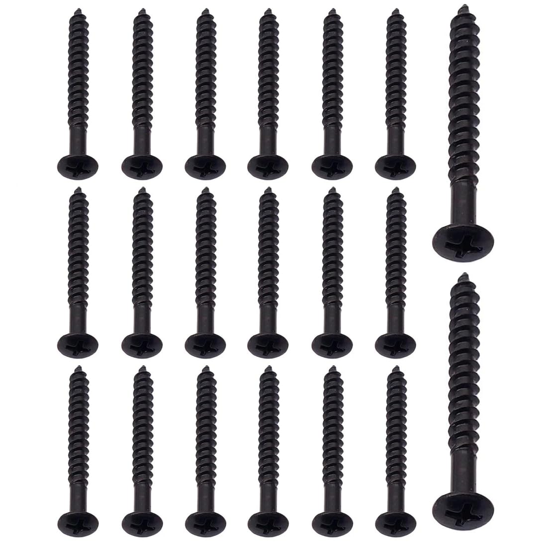 RuiJOTWAT 20X Chrome Guitar Neck Plate Mounting Screws Neckplate For Fender Strat Tele American Standard/Deluxe Guitars Black