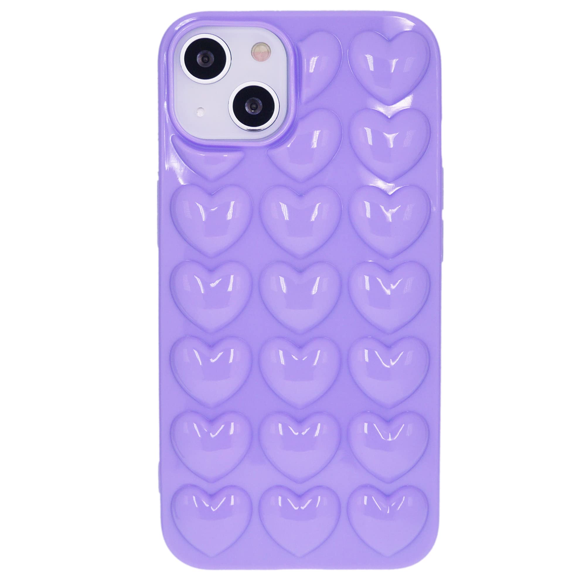 Dmaos Iphone 13 Pro Max Case For Women, 3D Pop Bubble Heart Kawaii Gel Cover, Cute Girly For Iphone13 Pro Max 6.7 Inch - Lavende