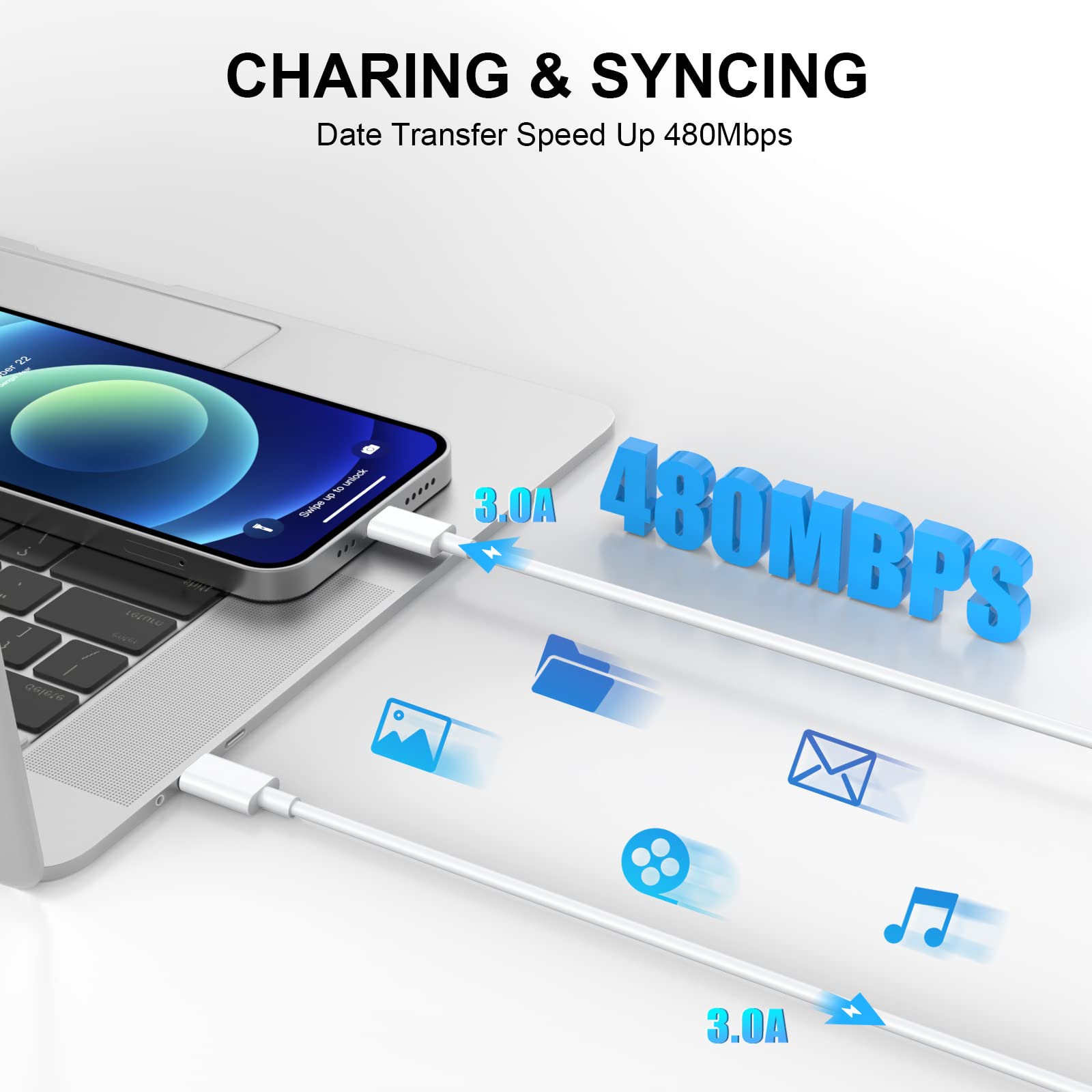 Iphone11 12 13 14 Fast Charger,2Pack 20W Iphone Charger Fast Charging Block Adapter With 10Ft Usb C To Lightning Data Sync Charg