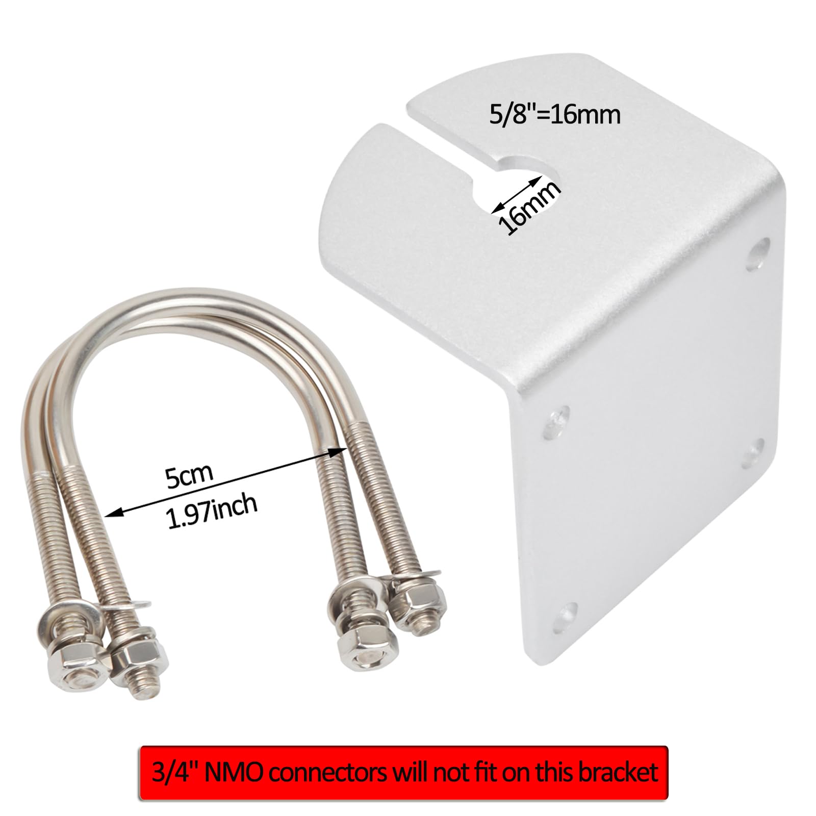 Hys L Shape Mount Mobile Antenna Bracket So239 To Pl 259 W/16.4Ft(5M) Low Loss Rg 58 Coaxial Cable, Heavy Duty Aluminum With 2Pc
