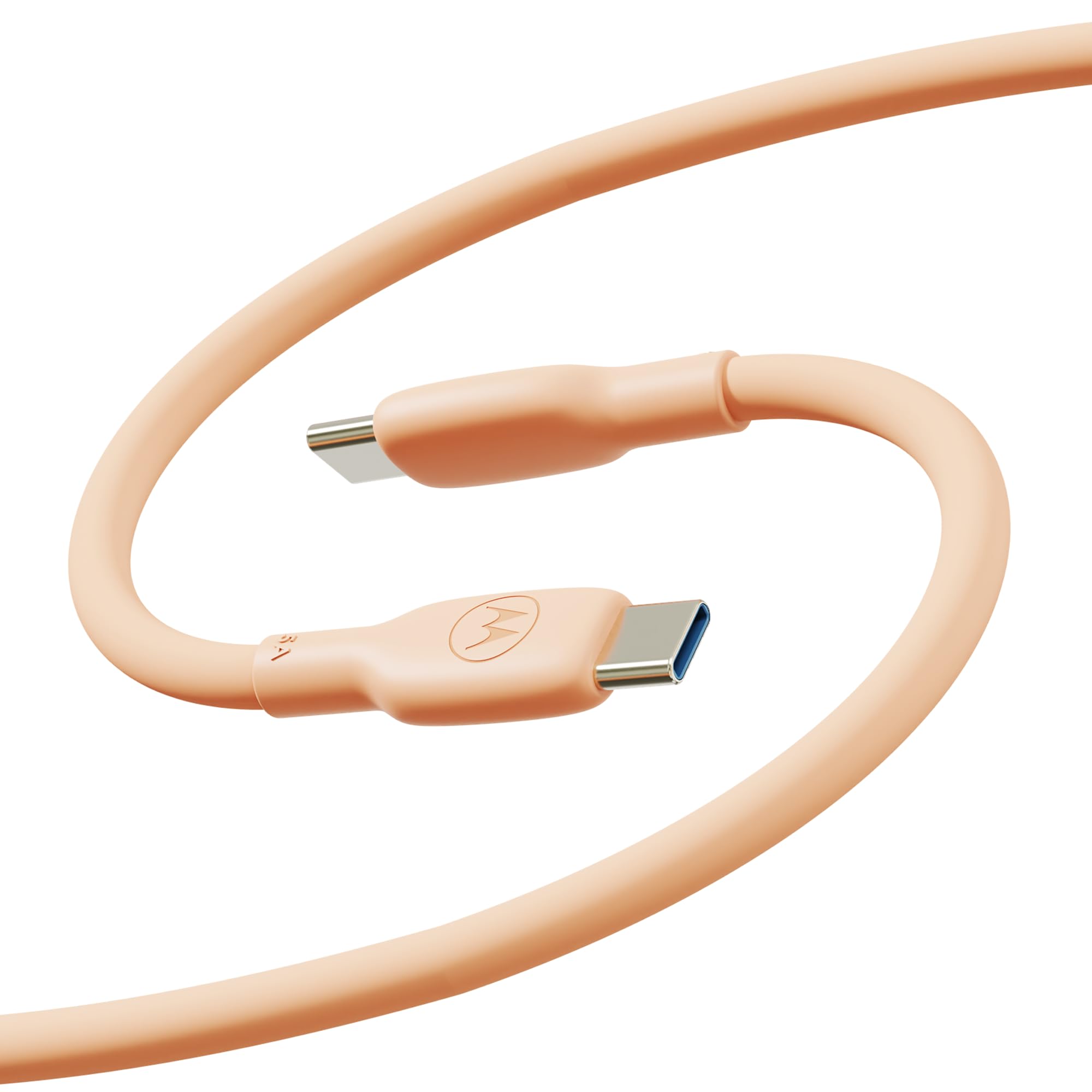 Motorola TurboPower Silicone 5A Peach Fuzz USB-C to C Cable- 100W, 40k Bends, Flexible for Type C, Moto G Power, Play, Stylus,5G