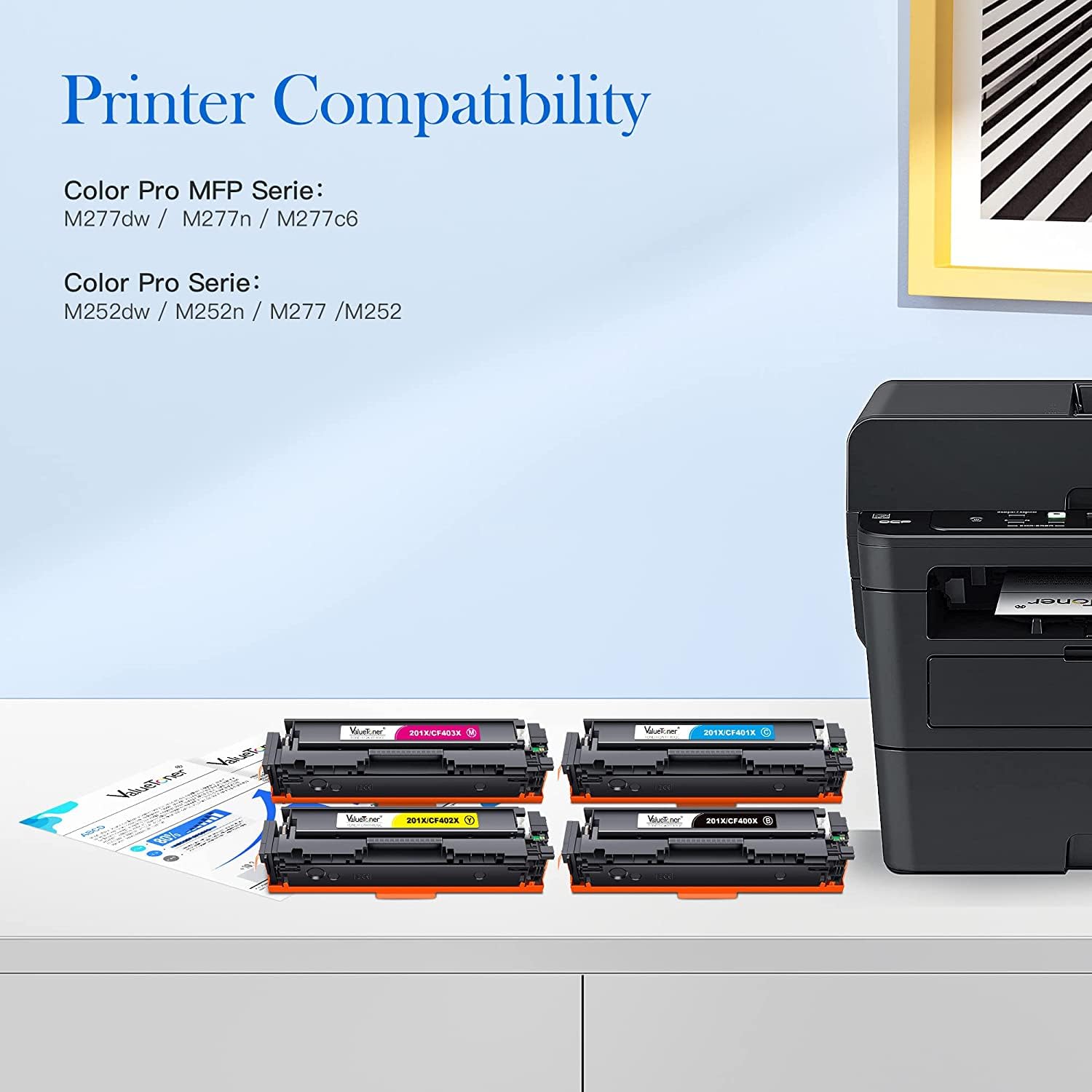 Valuetoner Compatible Toner Cartridges Replacement For Hp 201X 201A Cf400X Cf401X Cf402X Cf403X High Yield For Color Laserjet Pr