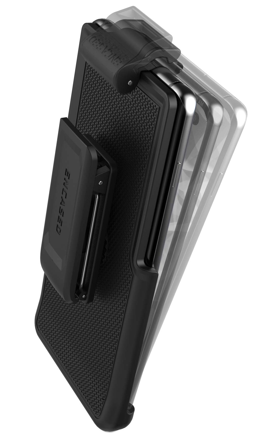 Encased Galaxy S10 Holster Clip (Clipmate) Secure Fit Rotating Belt Clip (Case Free Design) Black