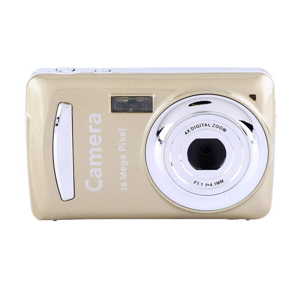 Mini Digital Camera, 720P 2.4' LCD Screen 4X Digital Zoom 16MP 30fps Video Compact Camera Camcorder w/Fill Light Support Memory Card for Kids Children Gift (Gold)