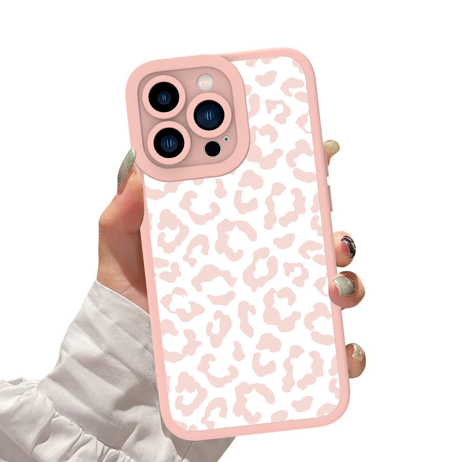 Ziye For Iphone 13 Pro Case Pink Leopard Pattern Phone Case With Camera Protection,Tpu Silicone Rubber Protective Cover Cheetah