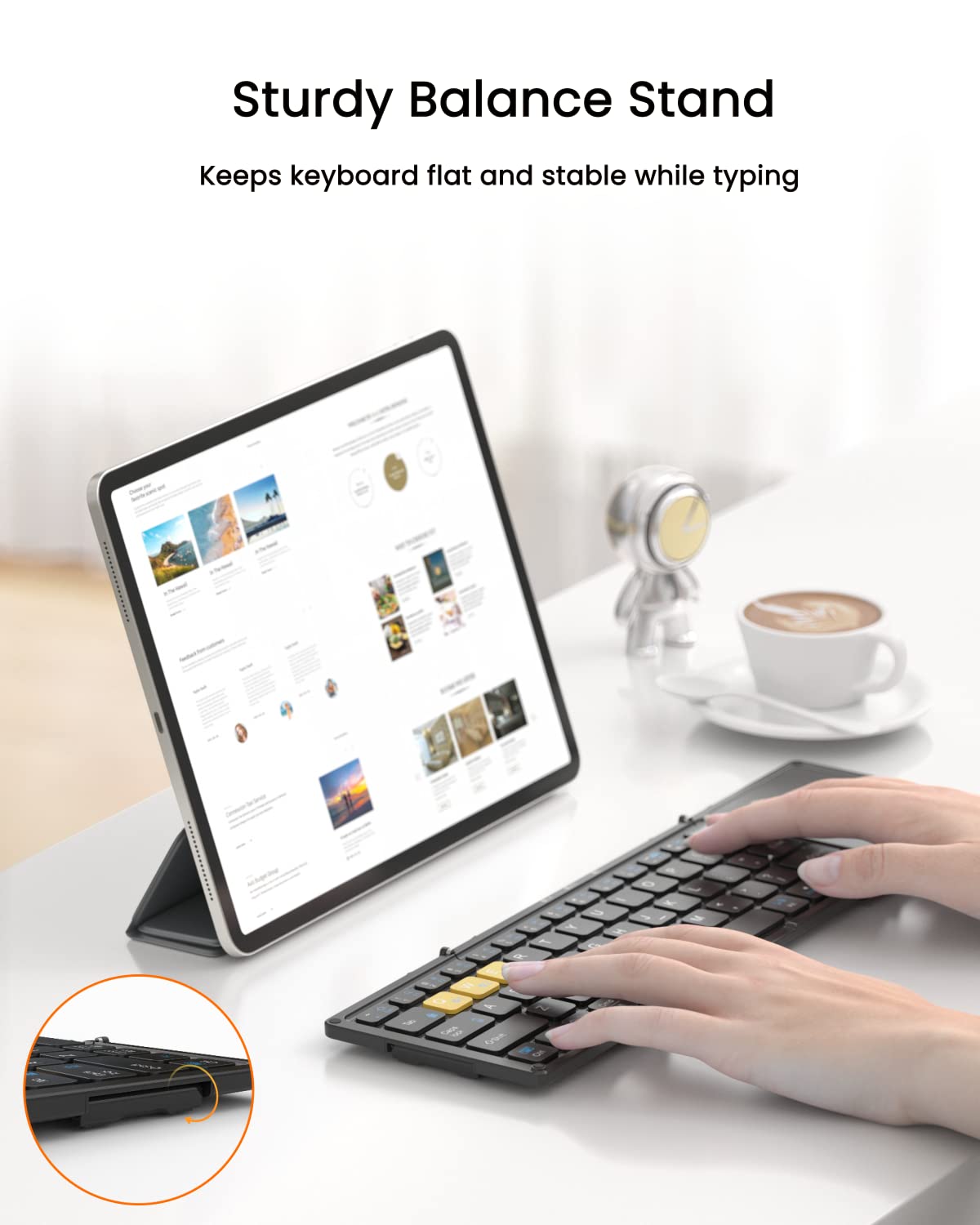 Artciety Foldable Bluetooth Keyboard, Wireless Portable Keyboard With Larger Touchpad, Pocket Sized Folding Travel Keyboard For
