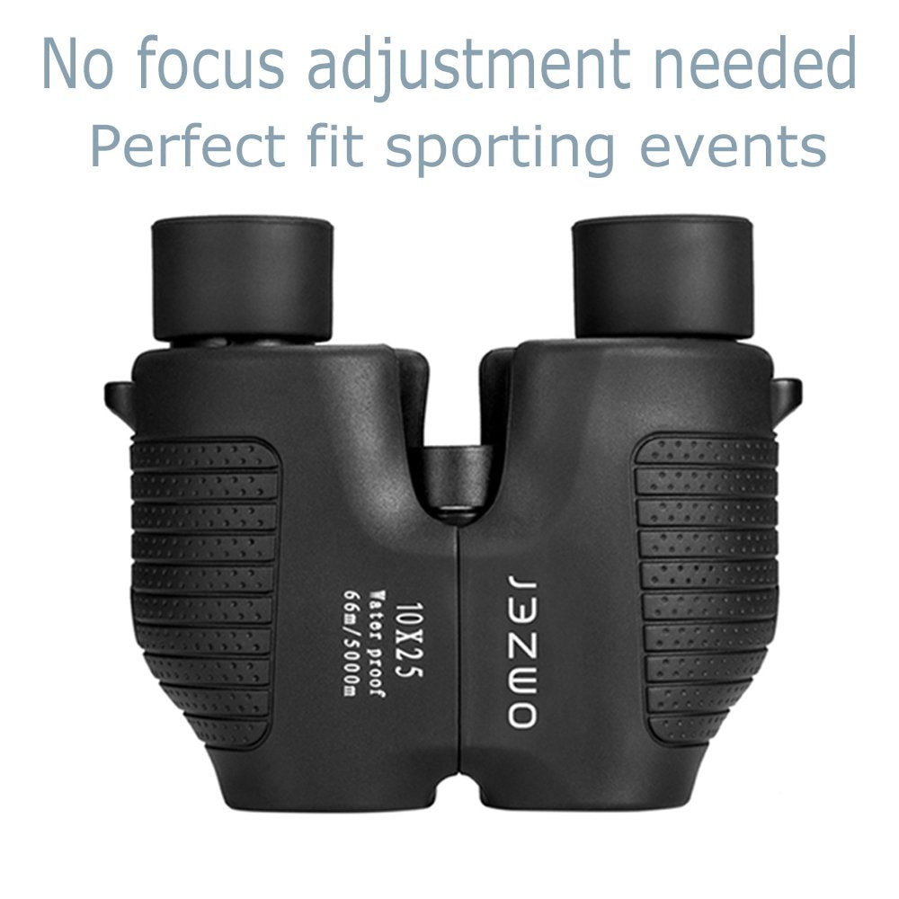 Omzer 10X25 Automatic Fixed Focus Binocular With Low Light Night Vision,High Power Waterproof Compact Auto Focus Binoculars Fit