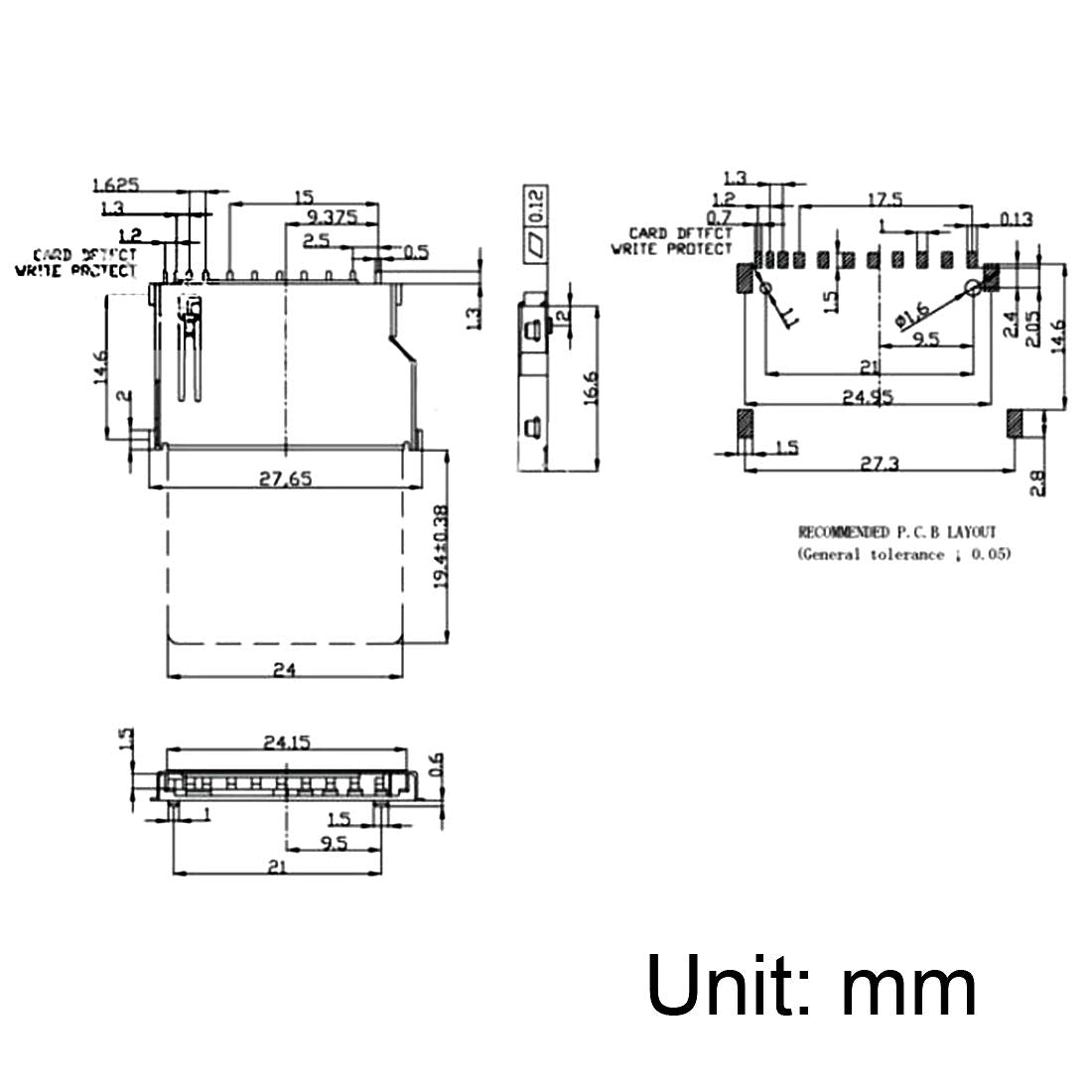 Uxcell Sd Memory Card Socket Short Body 11 Pin Pcb Mount Connector 5Pcs