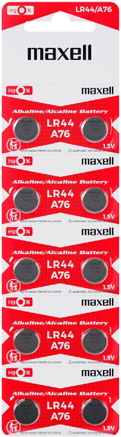 Maxell Lr44 (A76) Batteries, 10 Count