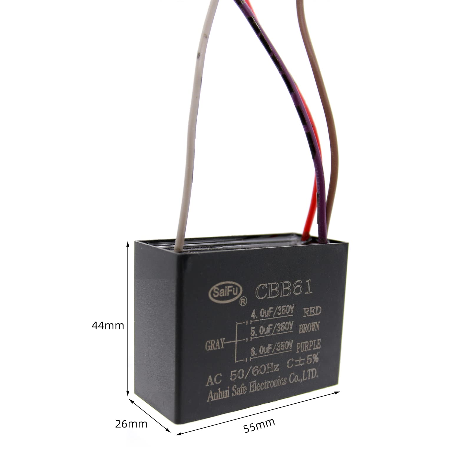 Akzytue Cbb61 Capacitor 4Uf+5Uf+6Uf 350V Ac Ceiling Fan 4 Wire 50/60Hz For Starting Electric Fan Generator Pump Motor
