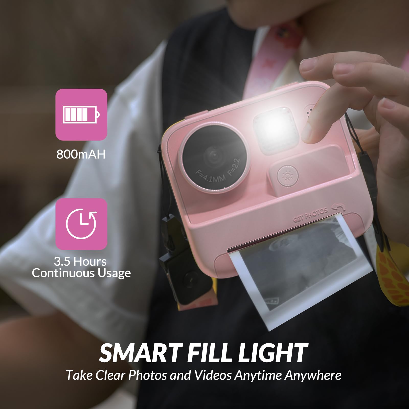 Mafiti Kids Camera Instant Print, 48Mp Digital Camera Selfie 1080P Video With 32G Tf Card, Toys Gifts For Girls Boys Aged 3-12 F