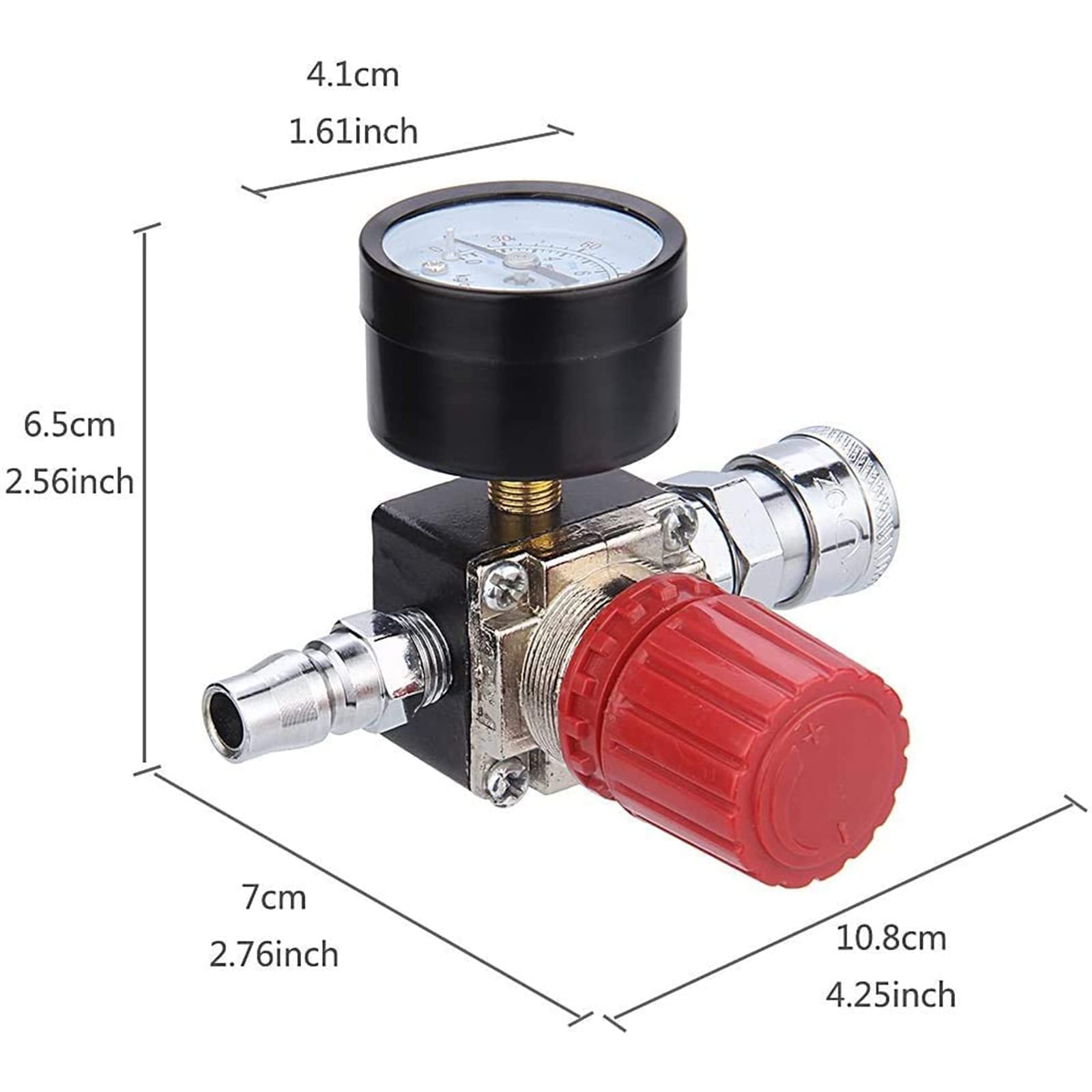 Preciva Air Compressor Pressure Regulator With Dial Gauge, 0 175 Psi Air Gauge For Air Compressor And Air Tools (Four Way Valve)