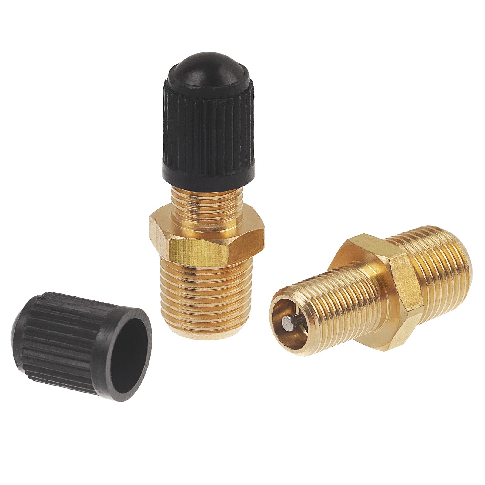 A.I.Force 4Pcs 1/8'' Npt Brass Schrader Tank Fill Valve With Anti Corrosion Cap & Replacement Valve Stems