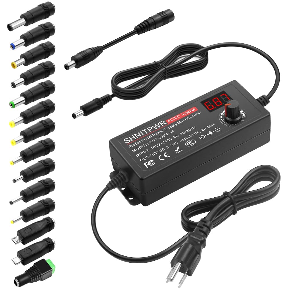 Shnitpwr Universal Ac To Dc Adapter 3V ~ 24V 2A 48W Switching Power Supply 3V 5V 6V 9V 12V 15V 18V 19V 20V 24V 1A 1.5A 2 Amps Ad