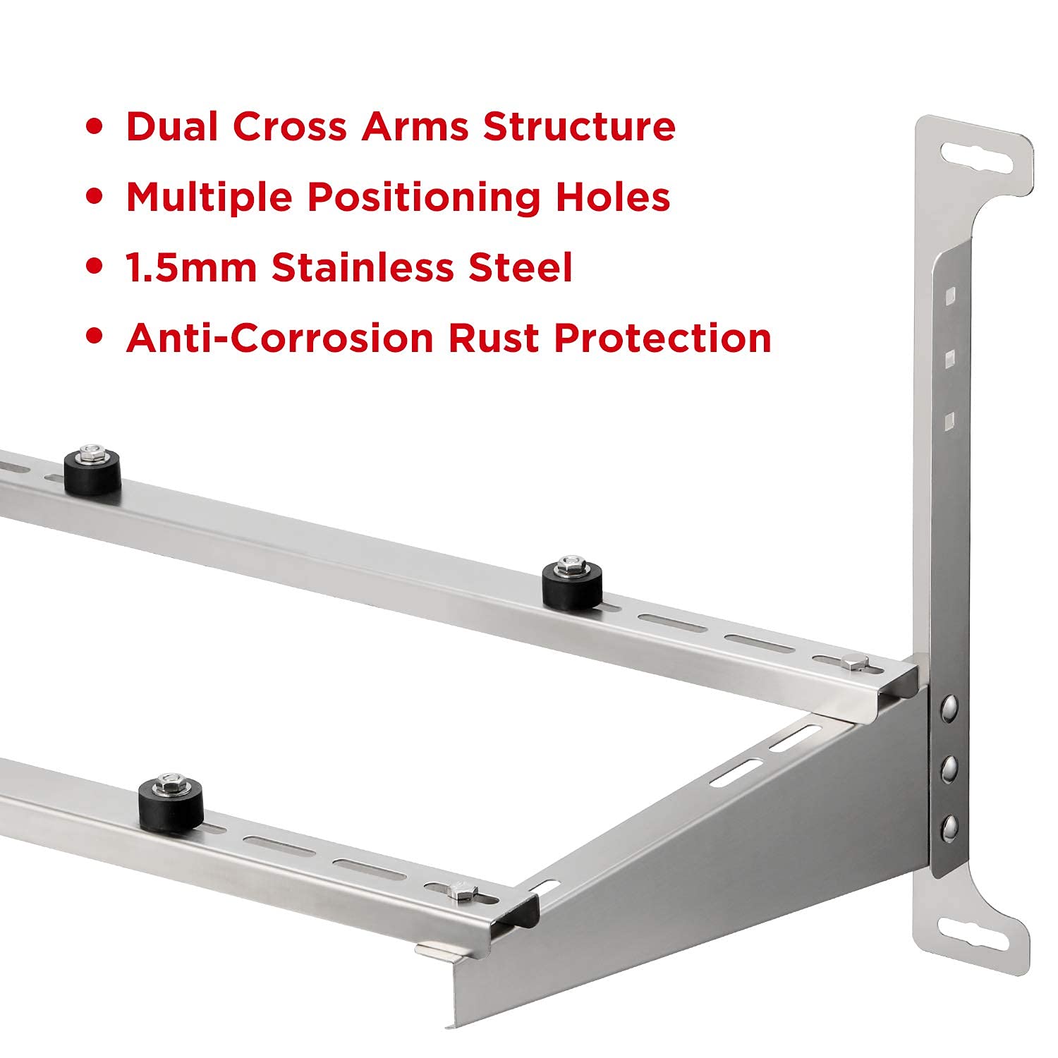 Turbro Wall Mount Stand For Mini Split Ductless Air Conditioner Heat Pump System, Sturdy Stainless Steel Bracket W/Dual Cross Ba