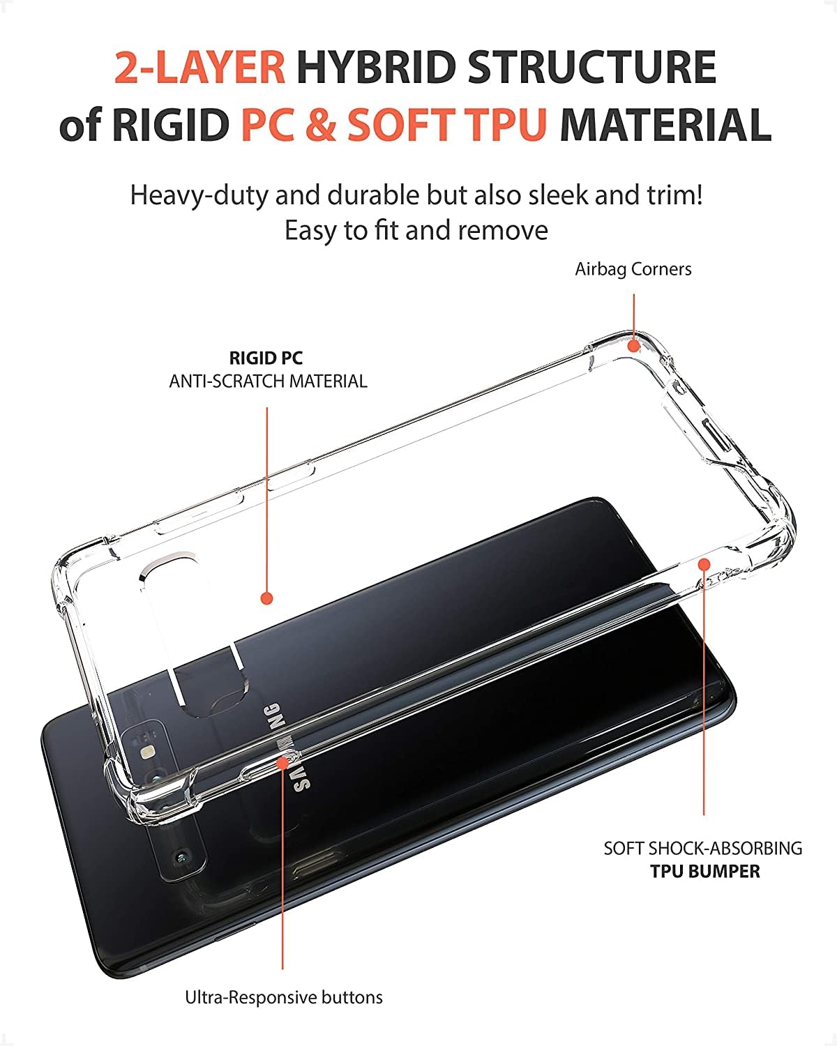 Kiomy Clear Case For Samsung Galaxy S10 Airbag Corners Shockproof Bumper Protective Phone Cover, Hybrid Design Hard Pc Back With