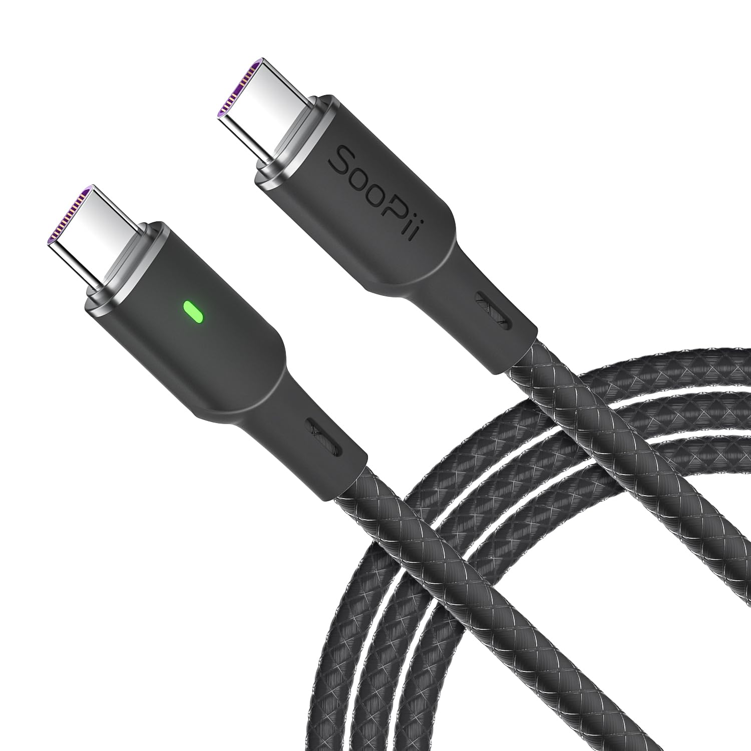 SOOPII 100W PD USB C to USB C Cable, [4ft] Type C Cable with Smart LED Indicator for Galaxy S23/S21/S10/S9/Plus,lPhone 15/15 Pro