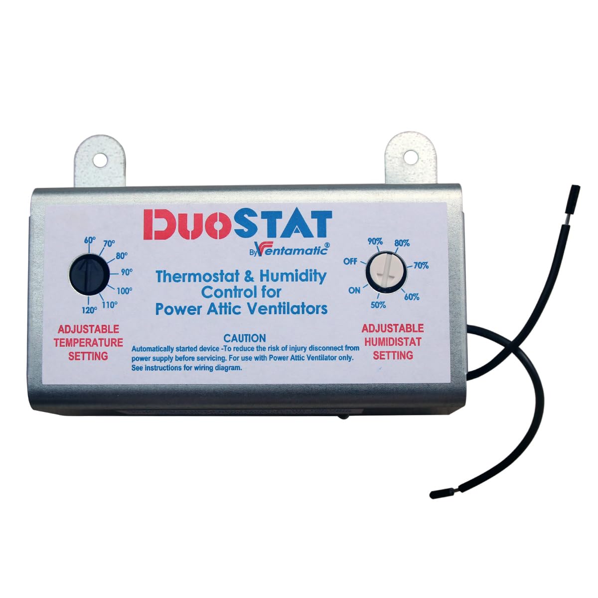 Ventamatic Xxduostat Adjustable Dual Thermostat/Humidistat Control For Power Attic Ventilators