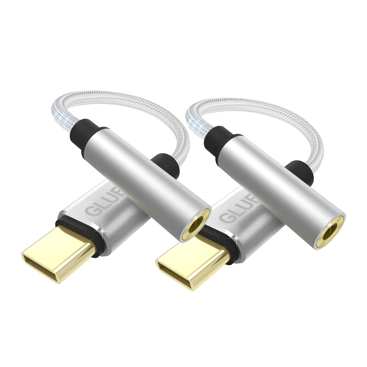 GLUBEE USB-C to 3.5mm Audio Adapter – Premium Audio Dongle for USB-C Devices Compatible with iPhone 16 Series, iPad Pro, Galaxy S25, Pixel 9, MacBook with Smart DAC Chip 2PC