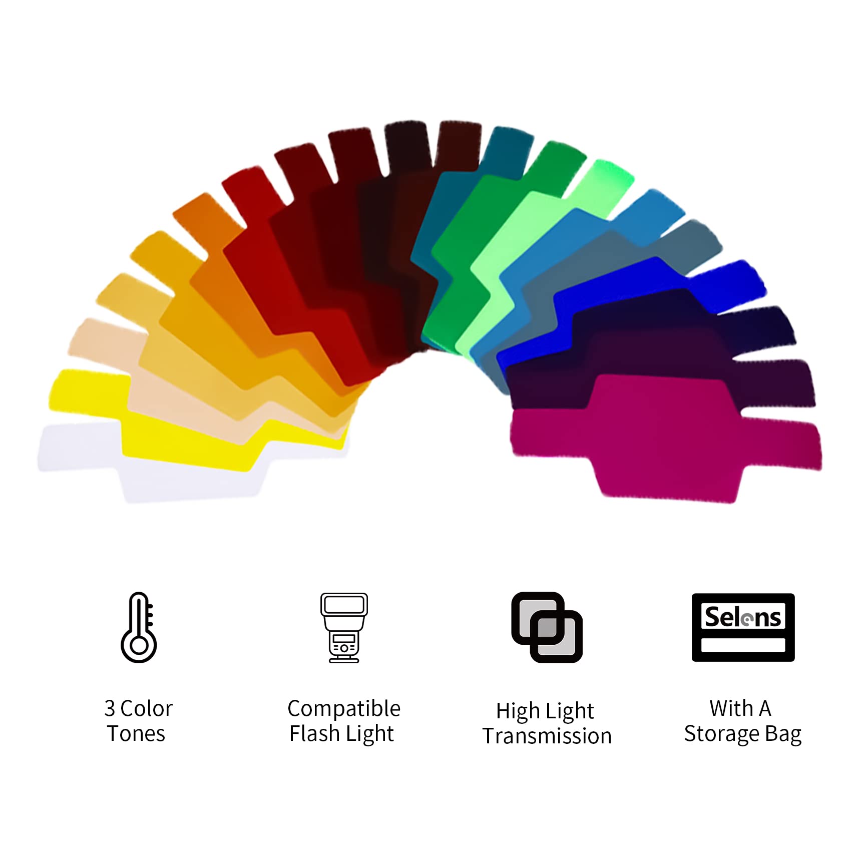 Selens Universal Flash Gels Lighting Filter Se Cg20 20 Pcs Combination Kits For Camera Flash Light Strobe Light, Color Correctio