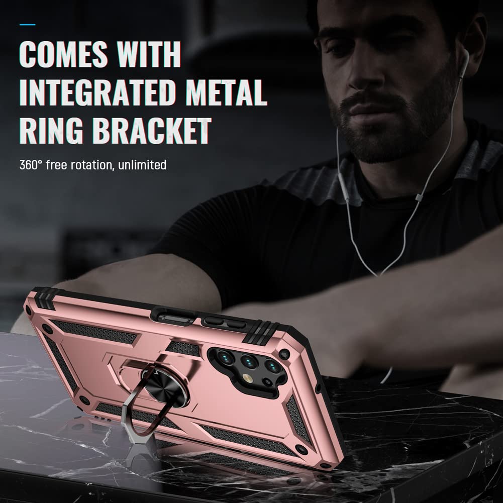 For Galaxy A13 4G Case, Samsung A13 4G Case With Hd Screen Protector, Military-Grade Ring Holder Stand Car Mount 15Ft Drop Teste