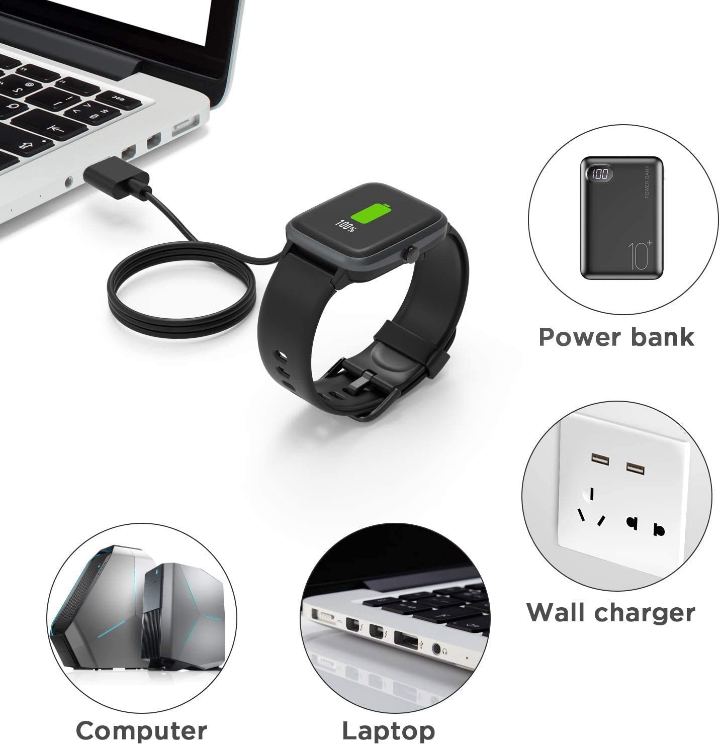 Compatible With Nongamx Smart Watch Charger, Lamshaw Magnetic Replacement Charger Compatible With Nongamx Kt71/Klogipow Kt71/Pak