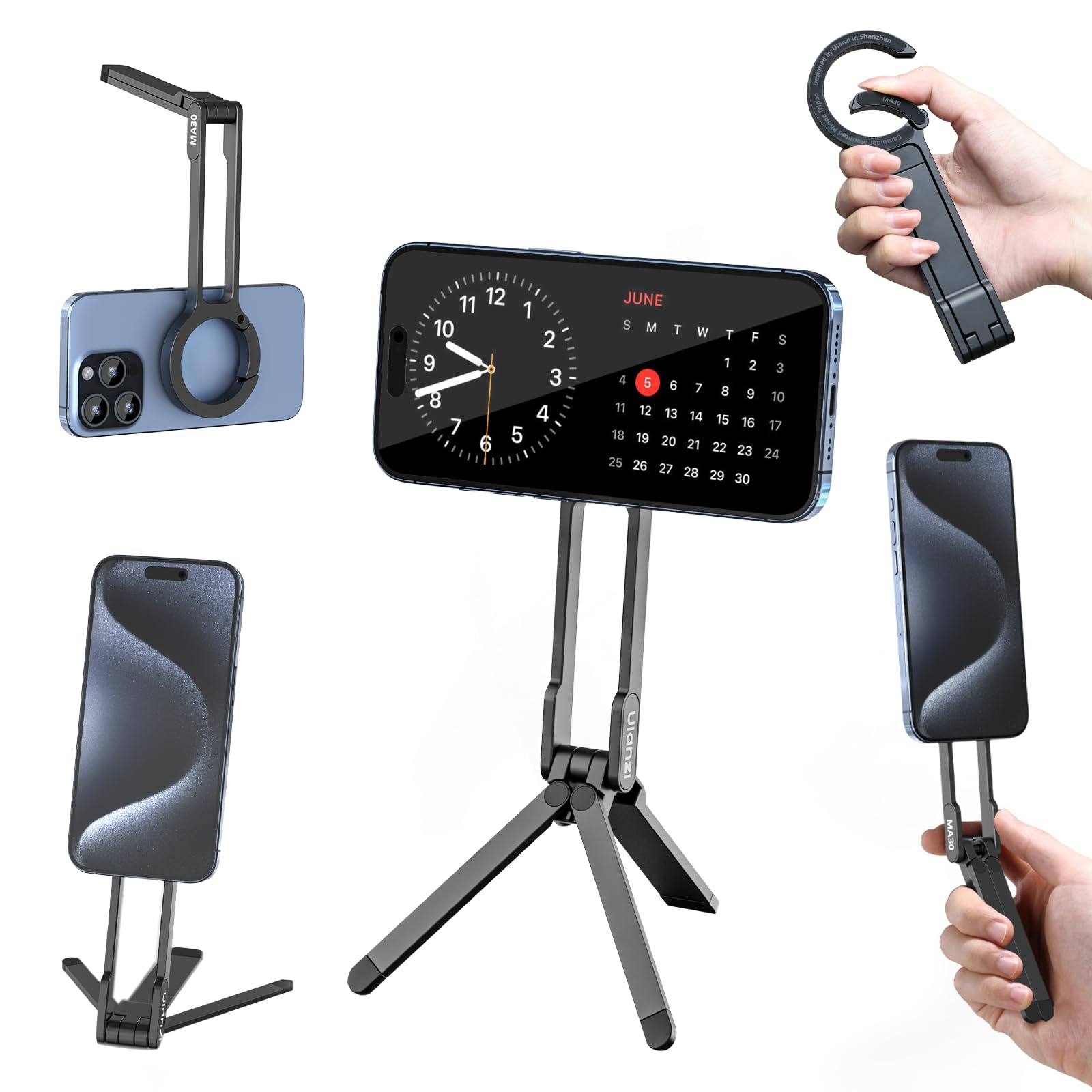 ULANZI MA30 Magnetic Phone Tripod Stand for iPhone - Aluminium Maglock Smartphone Mini Tripod Pocket Cell Phone Stand Strong Mag