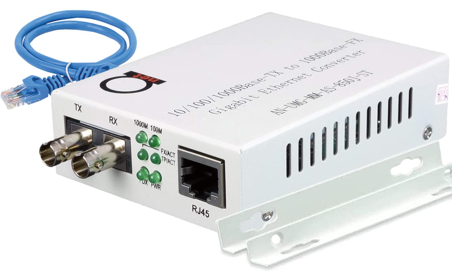 Multimode St Gigabit Fiber Media Converter   Built In St Fiber Module 550 M (0.34 Miles) 850 Nm   To Utp Cat5E 10/100/1000 Rj 45