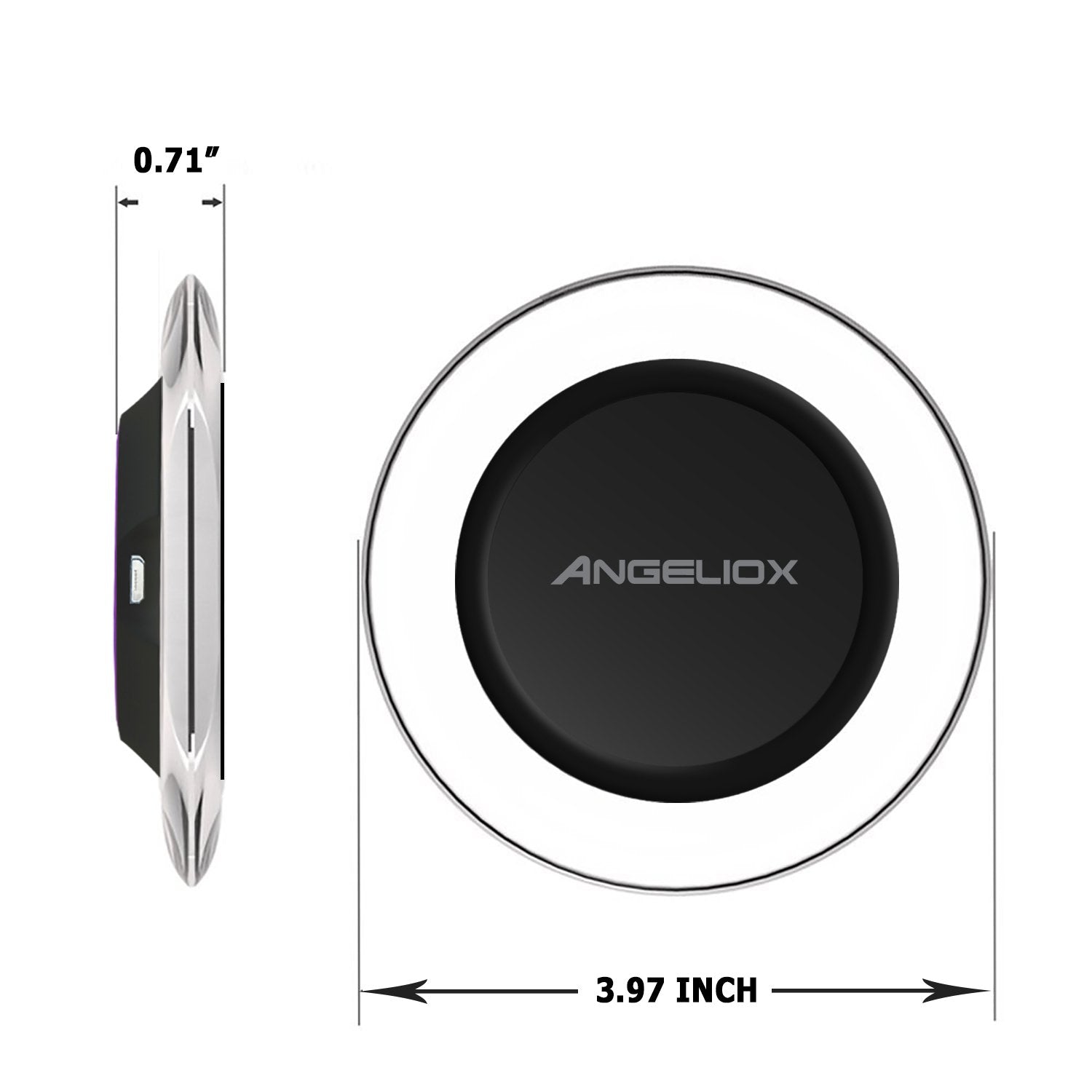 Angeliox Wireless Charger Pad Charging Receiver Compatible With Iphone 7/7 Plus / 6/6 Plus / 6S / 5Se / 5S / 5C / 5(Wireless Cha