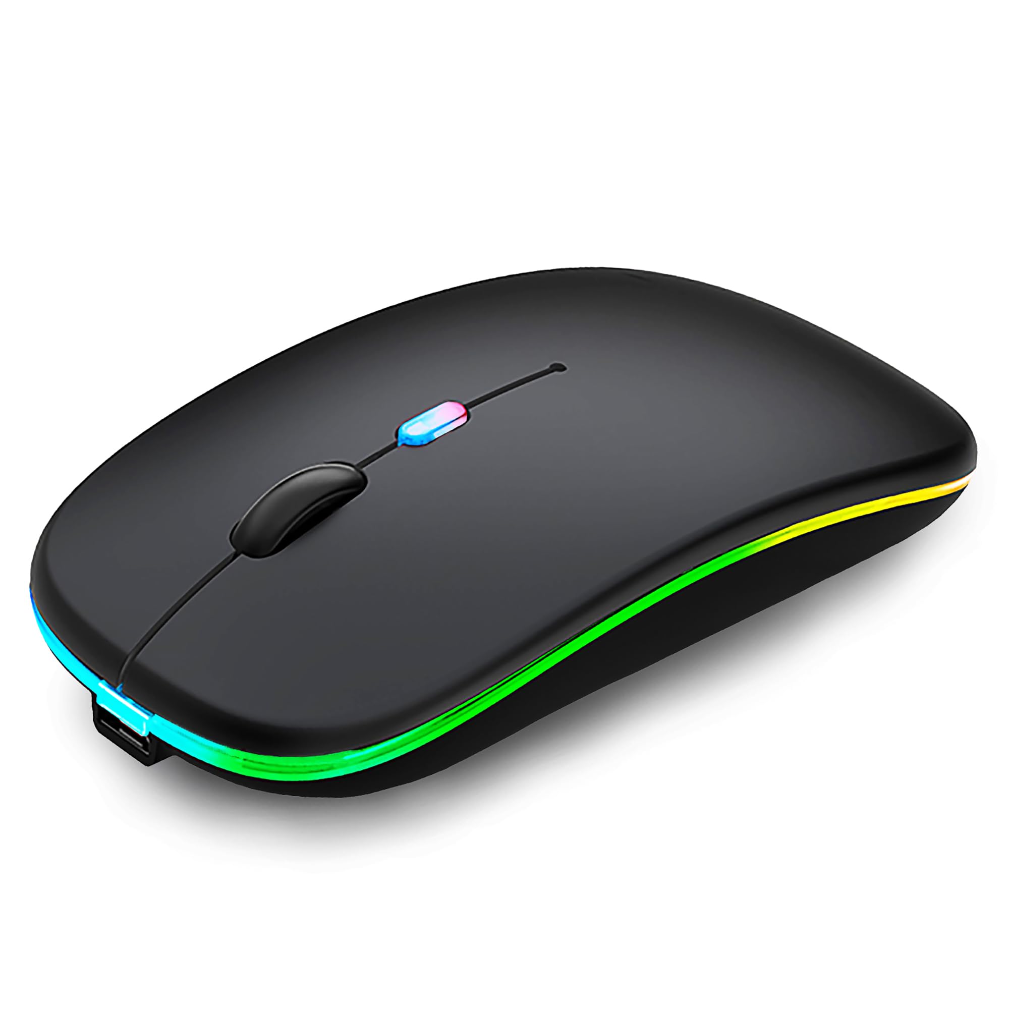 Wreanu Wireless Bluetooth Mouse,Led Rechargeable Silent Slim Laptop Mouse,Portable(Bt5.2/3.0 And Usb Receiver) Dual Mode Compute