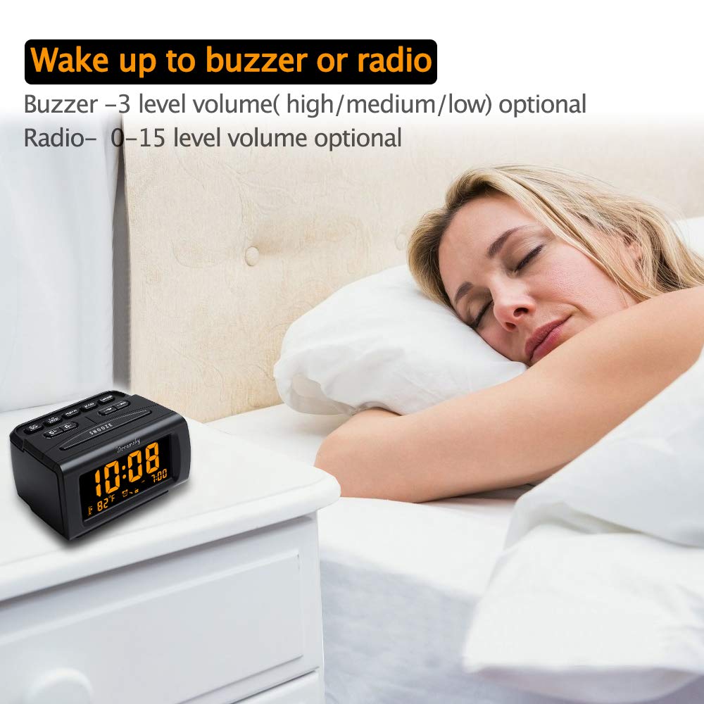 Dreamsky Alarm Clock Radios For Bedrooms With Battery Backup, Large Big Numbers With Brightness Dimmer, Usb Port, Bedside Digita