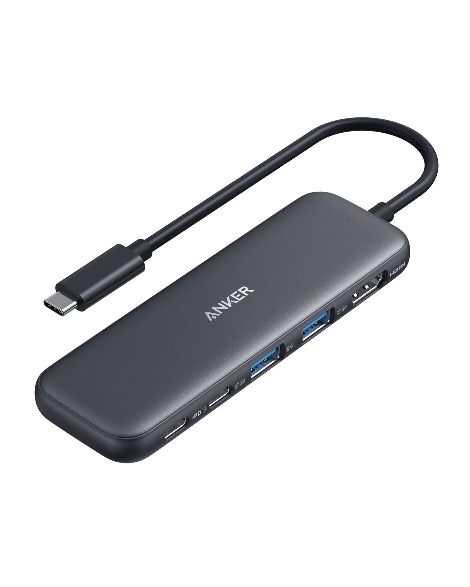 Anker USB C Hub, 5-in-1 USBC to HDMI Splitter with 4K Display, 1 x Powered USB-C 5Gbps & 2  Powered USB-A 3.0 5Gbps Data Ports f