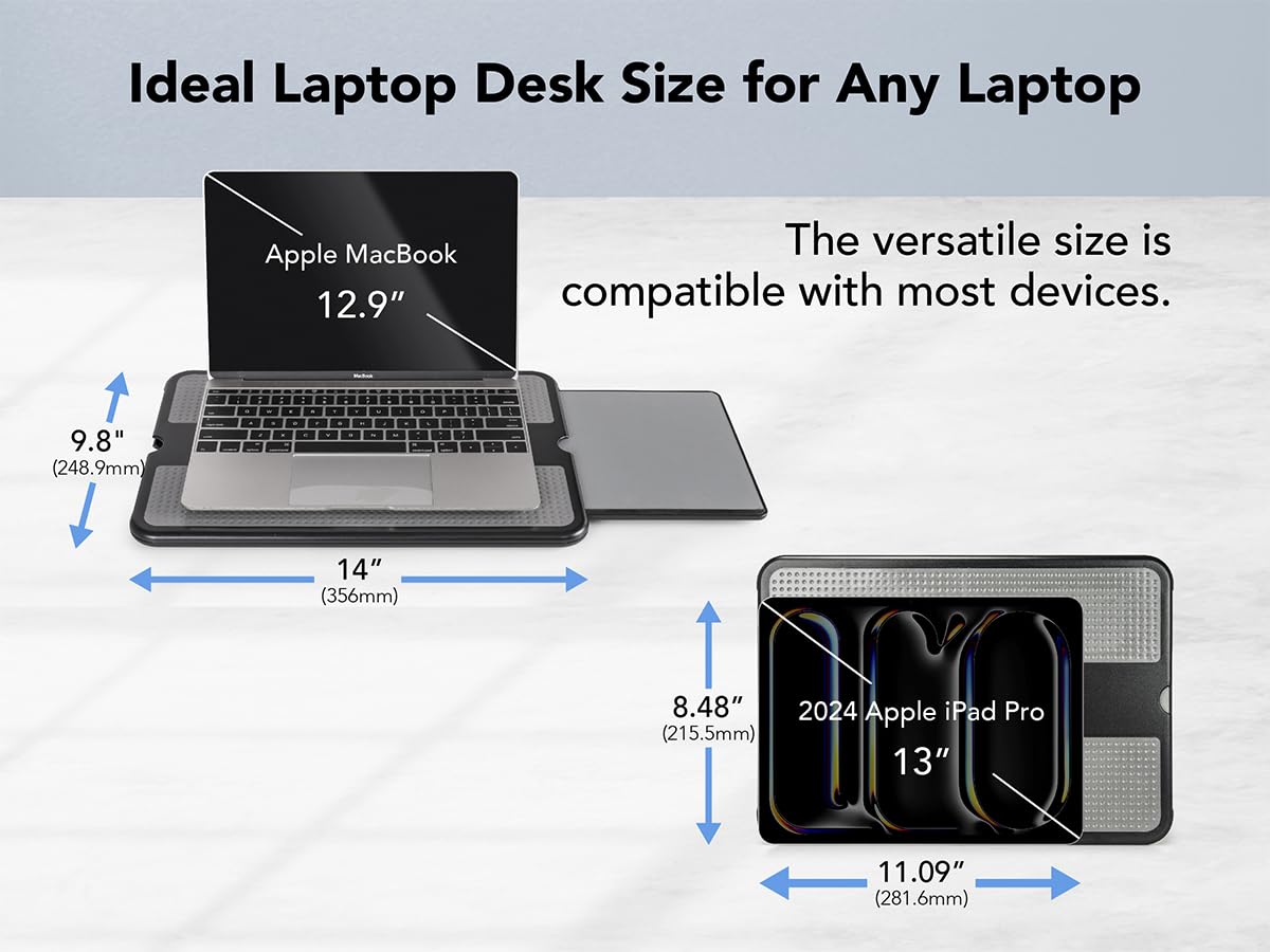 Eho Laptop Lap Pad   Laptop Stand Pad W Retractable Mouse Pad Tray, Anti Slip Heat Shield Tablet Notebook Computer Stand Table W